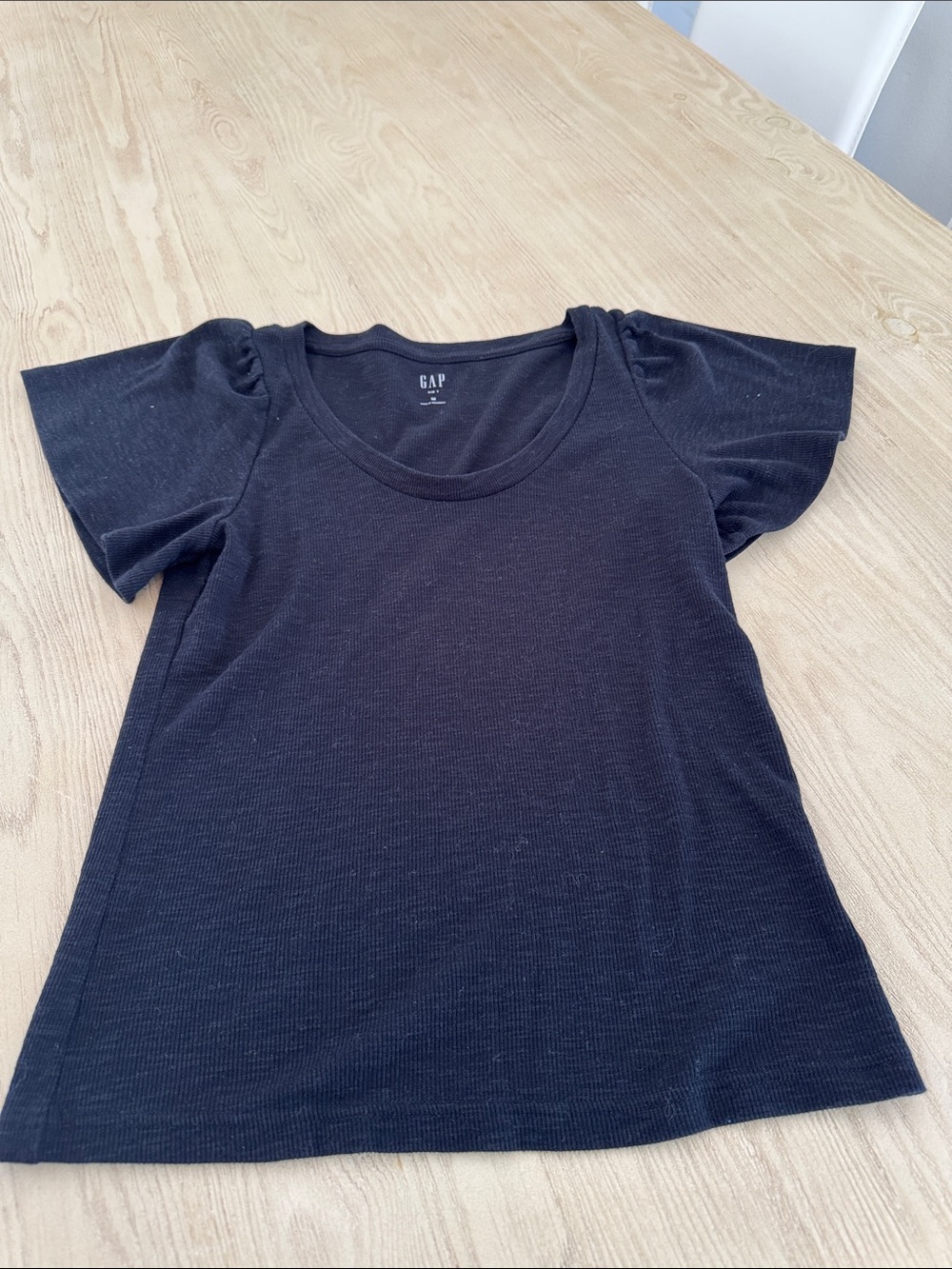 GAP Black Short Sleeve Ribbed Scoop Neck Tee